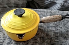 ? Lovely LE CREUSET Vintage Cast Iron Saucepan, 16, Dijon Yellow,Classic Kitchen
