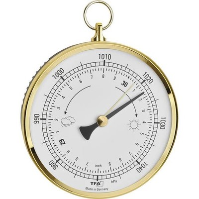 TFA Dostmann 29.4025.32 Analog Barometer with Brass Ring Barometer Brass