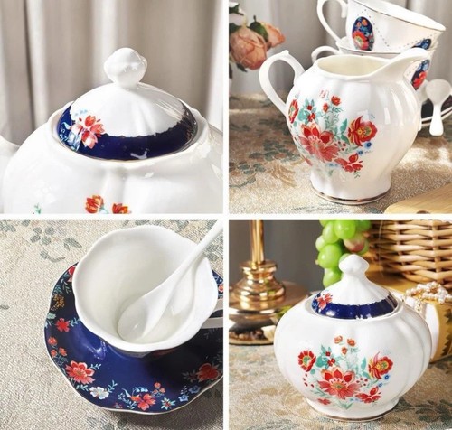 Fanquare 21 Pieces British Vintage Porcelain Tea Set, Afternoon Tea Set Tea Room - Picture 3 of 9