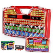 Battery Organizer Storage Holder Box Case with Tester, New Ultra-Large Red
