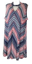 NY Collection Women's Red White Bue Plus Size Sleeveless Dress 2X 22 24 NWT New