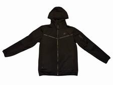 Men's Black Hooded Tracksuit Set Hoodie  Tapered Pants Zip Logo Pockets