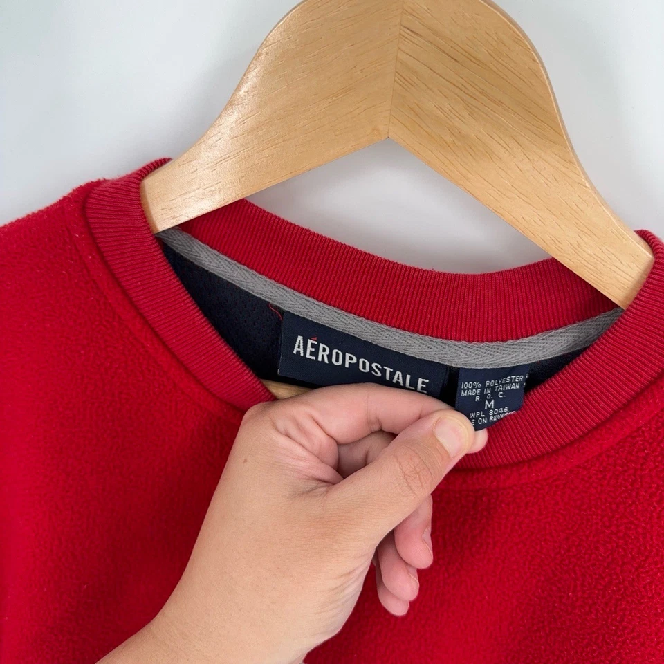 Moletom masculino Y2K Aeropostale lã vermelha pulôver médio shopping anos 2000 nostalgia - Imagem 4 de 4