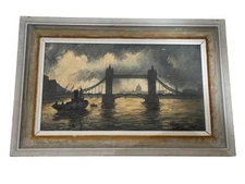Tower Bridge London Oil On Canvas Original Signed HJ Williams