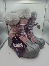 NEW Totes Girls' Winter Snow Boots Size 10 Baby Girls - Mauve Pink Gray