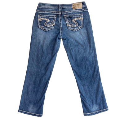 Silver Aiko Straight Cropped Crop Stretch Denim Jeans Womens 26 Pants 29 29x23