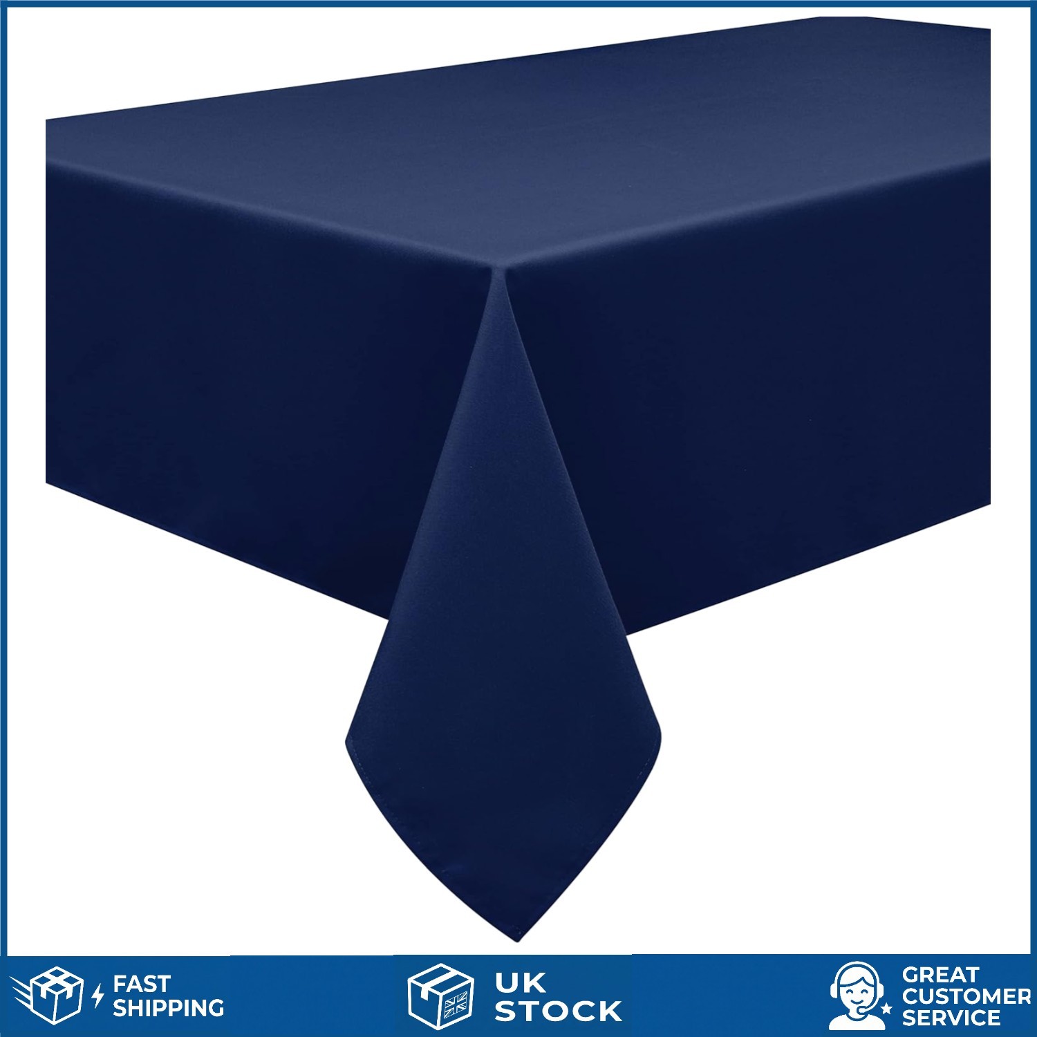 Elegant Navy Rectangular Fabric Tablecloth Easy-Care Cover 140x240cm 55x94in