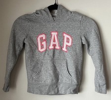 GAP Kids Gray Pullover Hoodie Long Sleeve Logo Kangaroo Pocket Size S 8-7