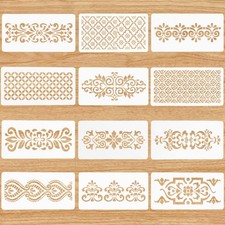 12Pc Talavera Floral Stencil Set 6x12In Reusable DIY Art Craft Decor Templates
