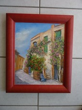 Tableau vue de village du Sud huile sur toile signée