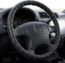 Black Lace-on Steering Wheel Cover 14-15 Inch Universal Fit Retro Black Lace-on Steering Wheel Cover 14-15 Inch Universal Fit Retro