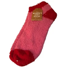 NWT Warm & Fuzzy Red Pink Colorblock Solid Socks Womens 9-11