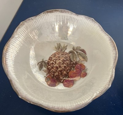 Lustreware Decorative iridescent bowl w/ pineapple/strawberry motif- Germany