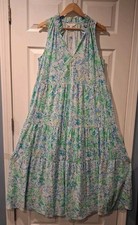 Lilly Pulitzer Malone Maxi Sleeveless Cotton Dress Surf Blue Size XL 