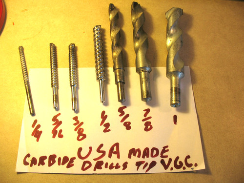 7 MASONRY DRILL BIT SET 1/4" to  1" CARBIDE TIP