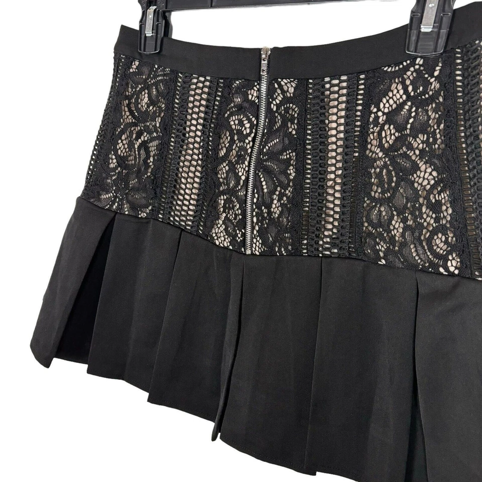 NUEVA Falda Plisada Patinadora Encaje Negro Rosa Sin Fin Para Mujer Talla Pequeña Foto 3 de 4