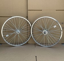 Heavy Duty Bicycle 20 Chrome Steel Wheels Set 12g Cruiser Bmx W Freewheel