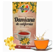Therbal Damiana de California Herb 25 Tea Bags CaffeineFree 100% Turnera diffusa