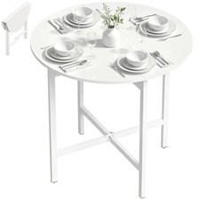 HOMCOM Folding Dining with Steel Frame for Small Spaces, White