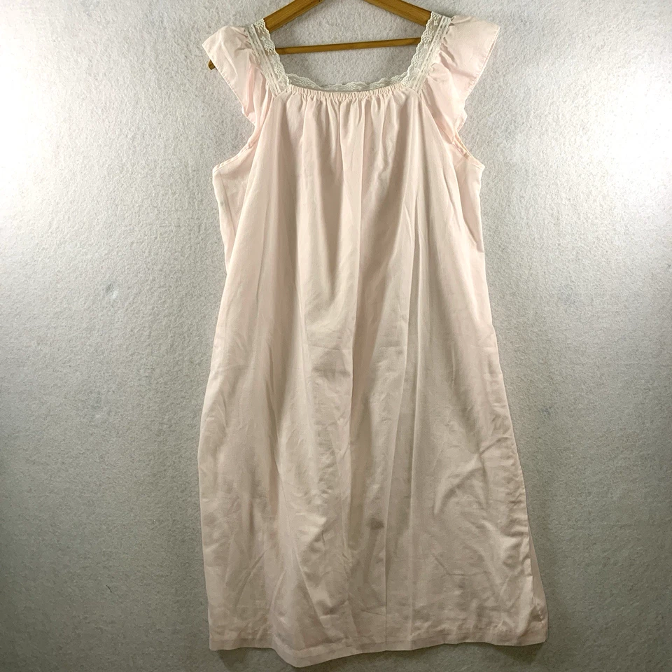 Vestido de pijama de colección Sears para mujer talla M rosa pálido lazos cabaña suave niña ligero Foto 4 de 4