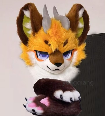 Fursuit Long Fur Husky Fox Mascot Head Party Halloween Fur Cosplay-Promotion
