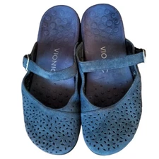 Vionic Lidia blue suede slip on clog size 7