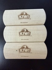 Lot of 3 KIWI 100 Horsehair Shoe Shine Polish Brushes Wood Handle Boot Care