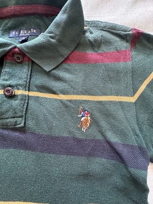U.S. Polo Assn. Poloshirt Gestreift Grün Rot Gelb Herren Gr. S
