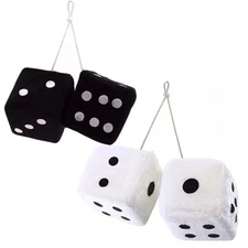 [4 Dice 2 Pack] Retro Hanging Dice for Car Mirror Black and White Nostalgic 80’s