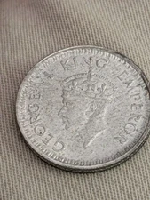 1944 India British Silver 1/4 Rupee Circulated Coin Extra Fine Spots George VI