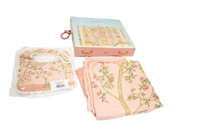 Atelier Choux Paris In Bloom Pink Organic Cotton Baby Bib Swaddle Set France