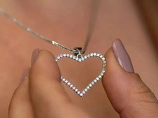 2Ct Lab-Created Diamond Heart Shape Pendant Necklaces 14k White Gold Plated