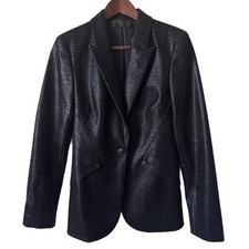 Elie Tahari Collection Jacket Blazer Faux Reptile Quiet Luxury Date Night Sz 8