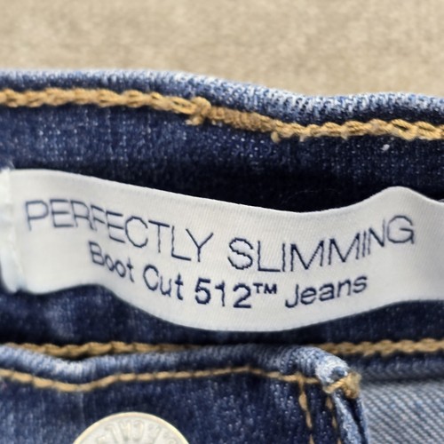 Levis 512 Jeans Womens 14 Blue Perfectly Slimming Bootcut Med Wash Denim Studded - Picture 13 of 24