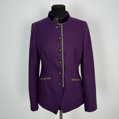 STEINBOCK Austria Women's Purple Boiled Wool Loden Jacket Blazer Size S