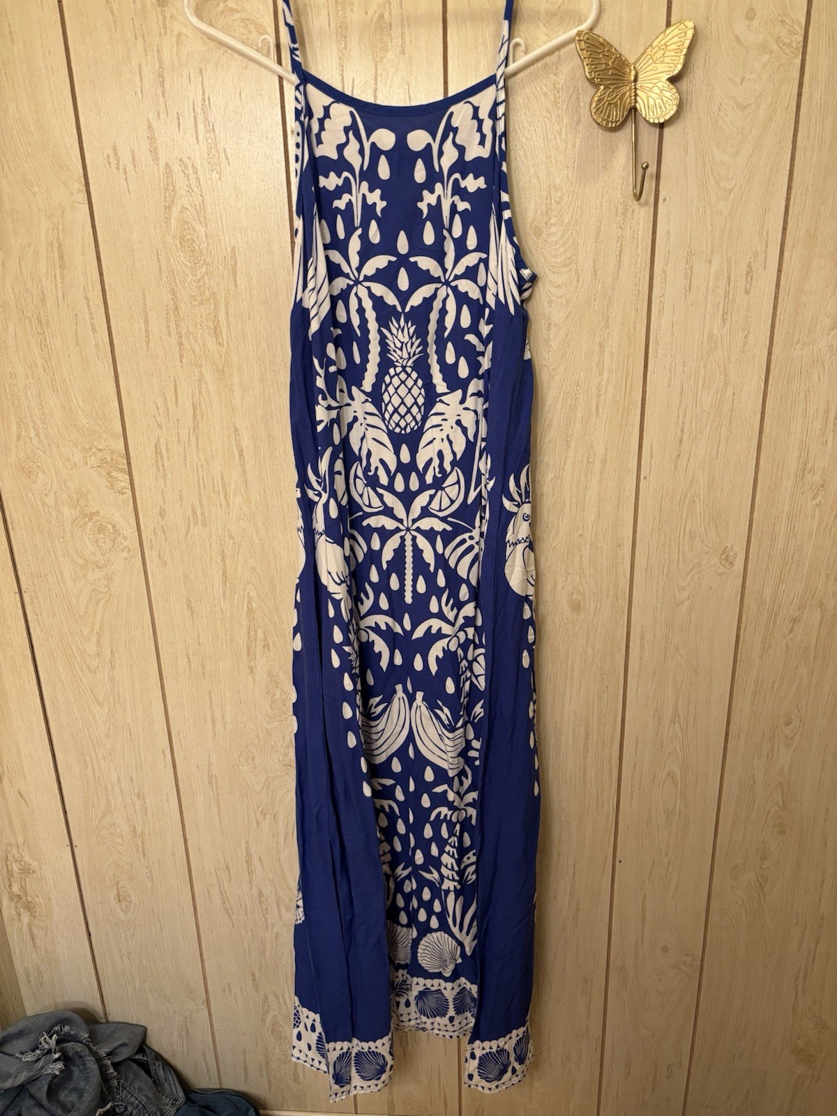 1.STATE Royal Blue & White Floral Print Maxi Dress