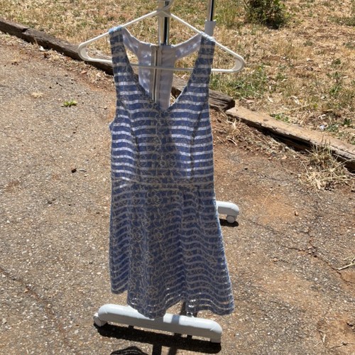 Glam Doll Blue Midi Dress Size S Floral Striped Pattern · Used
