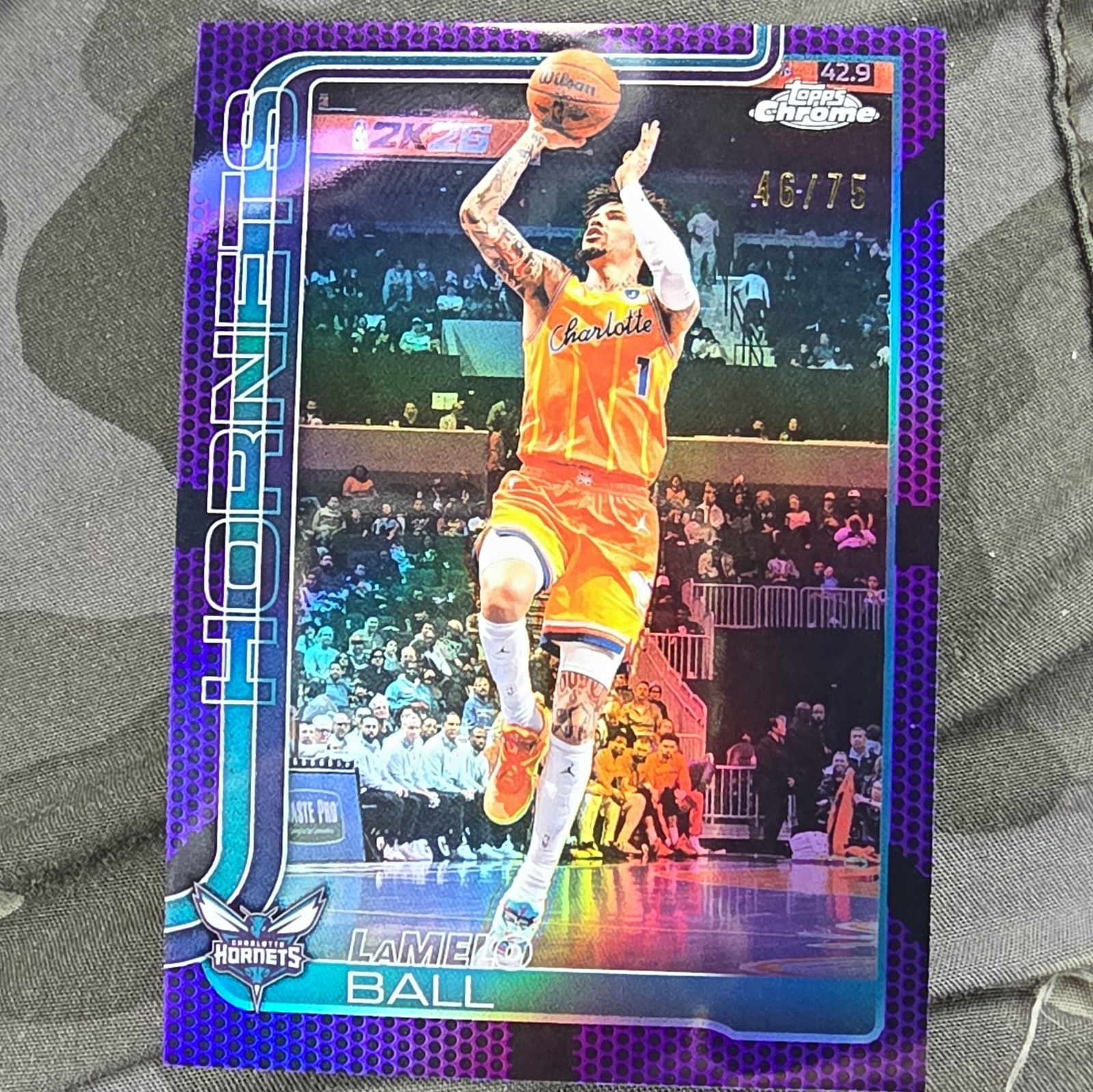 2025-2026 Topps Chrome Update- LaMelo Ball Purple Basketball 46 /75