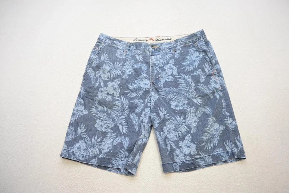 Tommy Bahama Floral Hawaiano Caqui Pantalones Cortos Algodón Elástico 10" INS Para Hombres Talla 34 Foto 2 de 4
