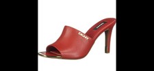 NEW DKNY 100 Leather Women's Open Toe Fashion Pump Heel Sandal Black Bronx 6
