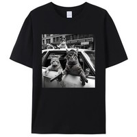 Funny Gangster Cats Street Cat Design Women Men's T-Shirt Unisex Tee