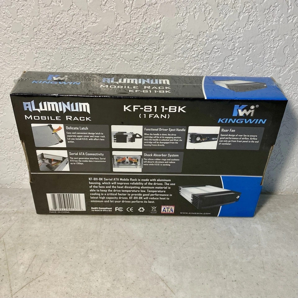 Kingwin Aluminum Mobile Rack KF-811-BK 1 Fan Serial ATARemovable Frame For 3.5” - Image 2 of 4