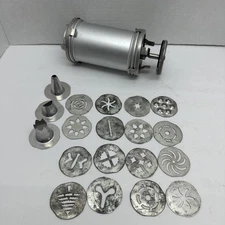 Vintage MIRRO Cookie Press Aluminum 16 Discs & 3 Tips Cooky #2055868