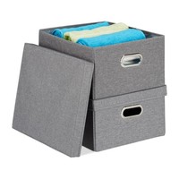 Aufbewahrungsbox Faltbox Stoffkiste Regalbox 25 Liter Grau Stoffbox Ordnungsbox