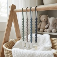 Elegant 4-Pack Silicone Pacifier Clips for Newborns - Safe Stylish Design