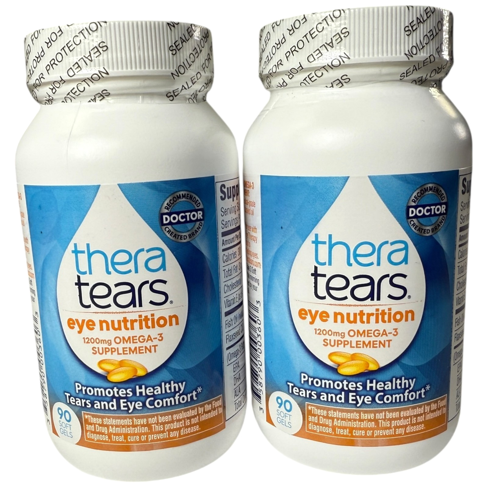 2 - Thera Tears Eye Nutrition 1200mg Omega-3, 90ct Softgels 09/28 NEW PACKAGING!