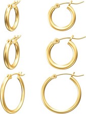 Gacimy Gold Hoop Earrings for Women 14K Real Plated 14-16-20mm,
