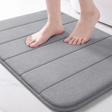 Memory Foam Bath Mat, Super Soft Absorbent Bathroom Rug, Grey