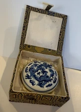 Yidege Chinese Vermillion Red Cinnabar Paste Ink  Seal Box Dragon Porcelain Jar