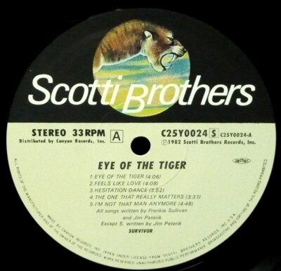 サバイバー アイ・オブ・ザ・タイガー C25Y0024 / e173y121 SURVIVOR EYE OF THE TIGER SCOTTI BROS. C25Y0024 JAPAN LP w/OBI